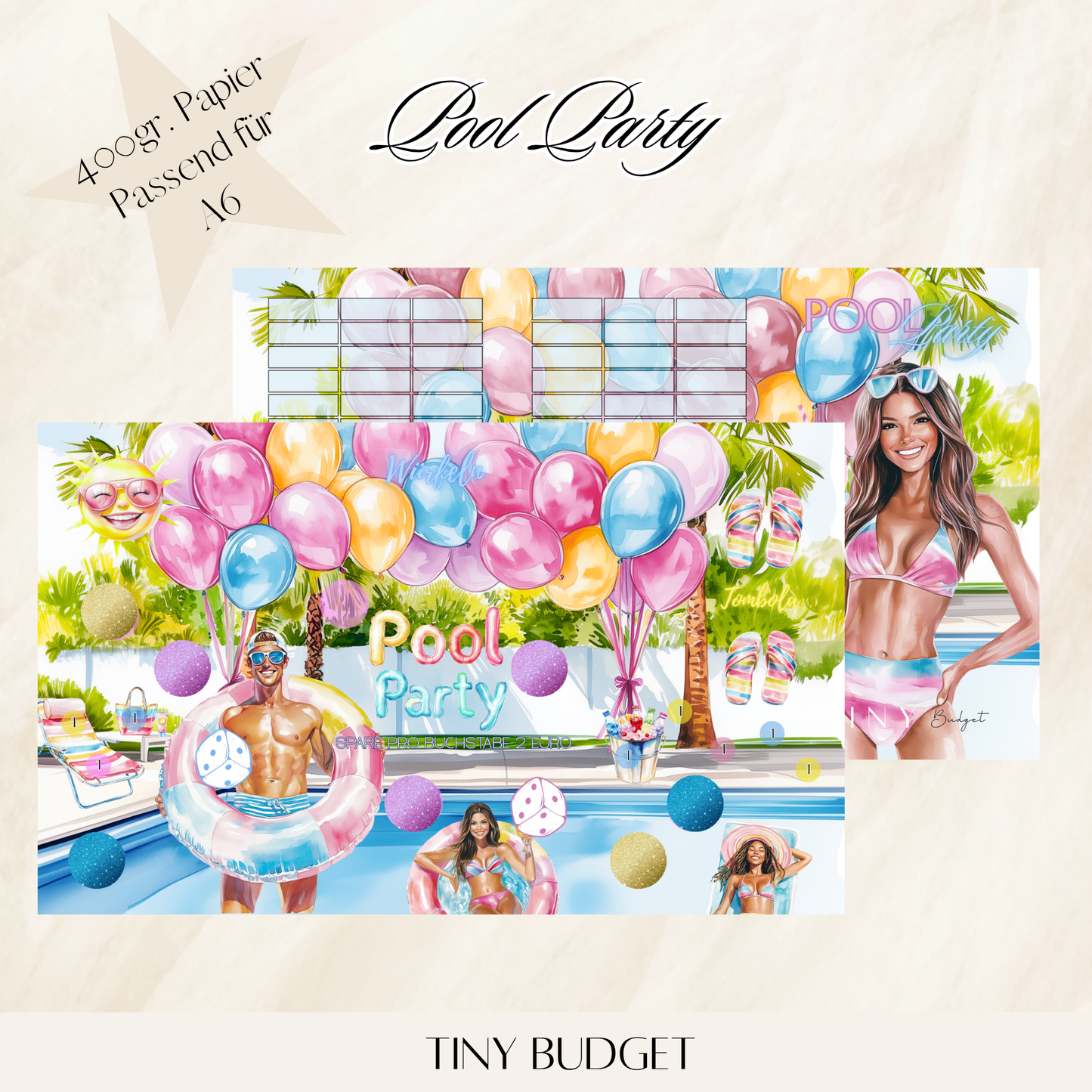 Pool Party 3er Klappkarte