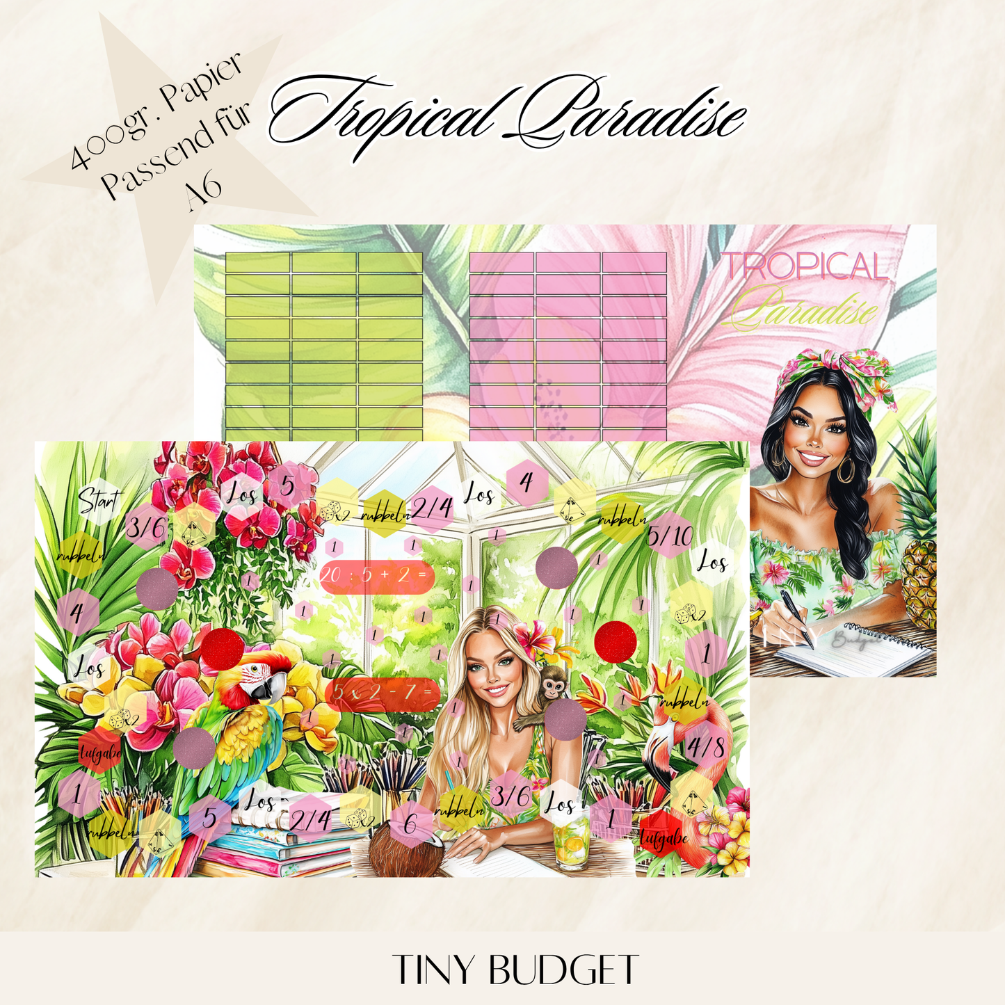Tropical 3 er Klappkarte