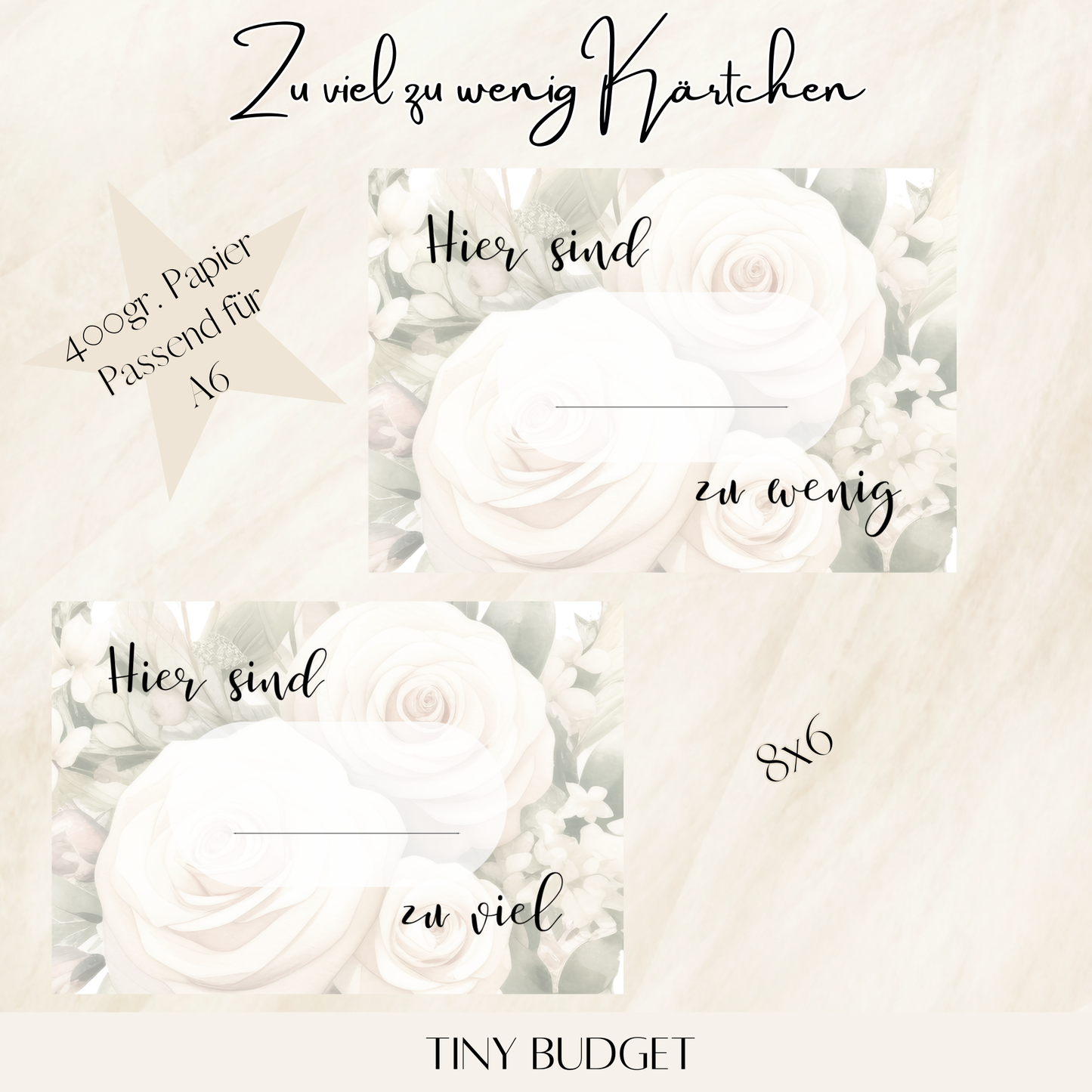 Zu viel, zu wenig Kärtchen ( Matt Laminiert )