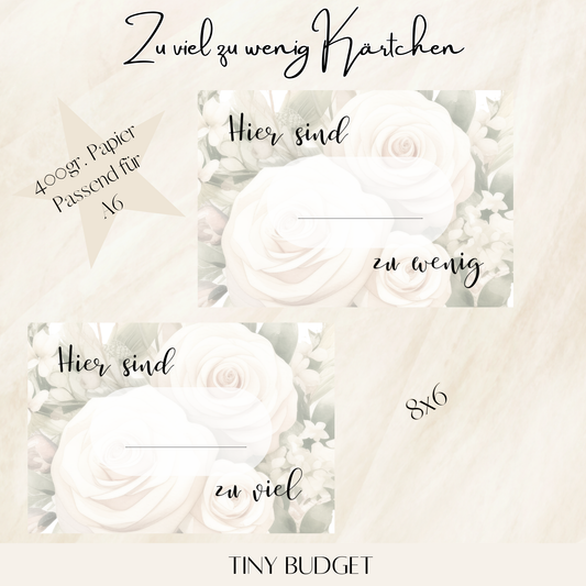 Zu viel, zu wenig Kärtchen ( Matt Laminiert )